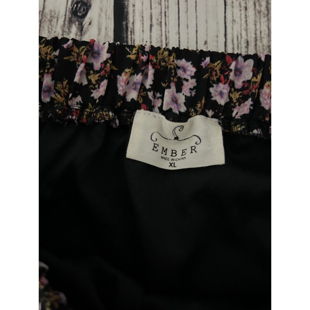 Ember Floral Tiered Maxi Skirt XL Black Purple Mixed Print Boho Cottagecore - Picture 5 of 8